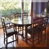 F28. Dining room gateleg table with three leaves by Paine Furniture 30” x 63” x 54” (each leaf is 9”0 - $395 